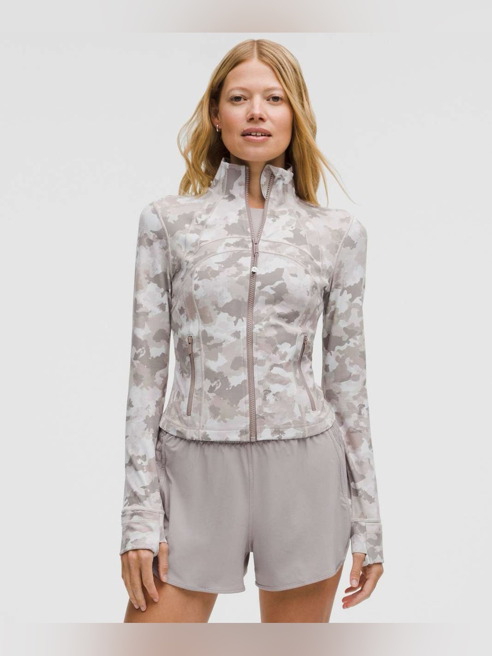 Lululemon Define Cropped Jacket *Nulu Thawed Camo Warm Ash Grey Multi